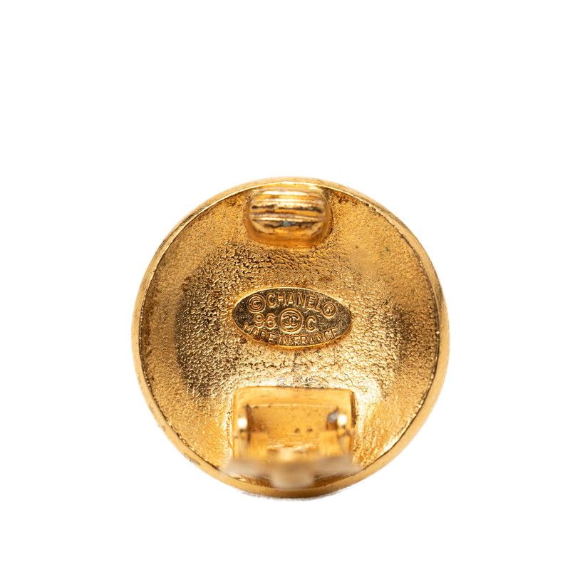 Chanel CC Logo Vintage Round Earrings 96 Gold Plated — view 4