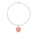 Chanel CC Logo Strawberry Motif Chain Bracelet Silver Pink Purple Metal