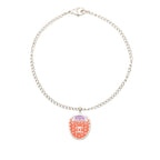 Chanel CC Logo Strawberry Motif Chain Bracelet Silver Pink Purple Metal