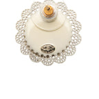 Chanel CC Logo Flower Motif Round Stud Earrings 15 White Faux Pearl Plated — view 3