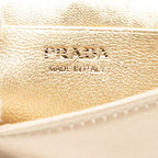 Prada Mini Chain Shoulder Bag Gold Beige Satin Crystal Leather — view 8