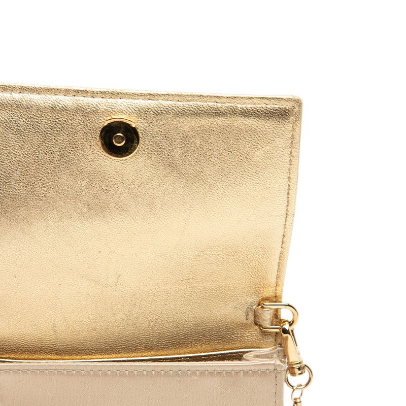 Prada Mini Chain Shoulder Bag Gold Beige Satin Crystal Leather — view 6