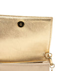 Prada Mini Chain Shoulder Bag Gold Beige Satin Crystal Leather — view 6