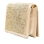 Prada Mini Chain Shoulder Bag Gold Beige Satin Crystal Leather — view 2