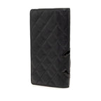 Chanel Cambon Line Quilted CC Logo Long Bifold Wallet Black Pink Leather Enamel — view 2