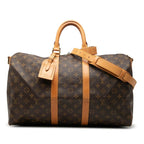 Louis Vuitton Monogram Keepall Bandouliere 45 Boston Bag 2-Way Brown Leather