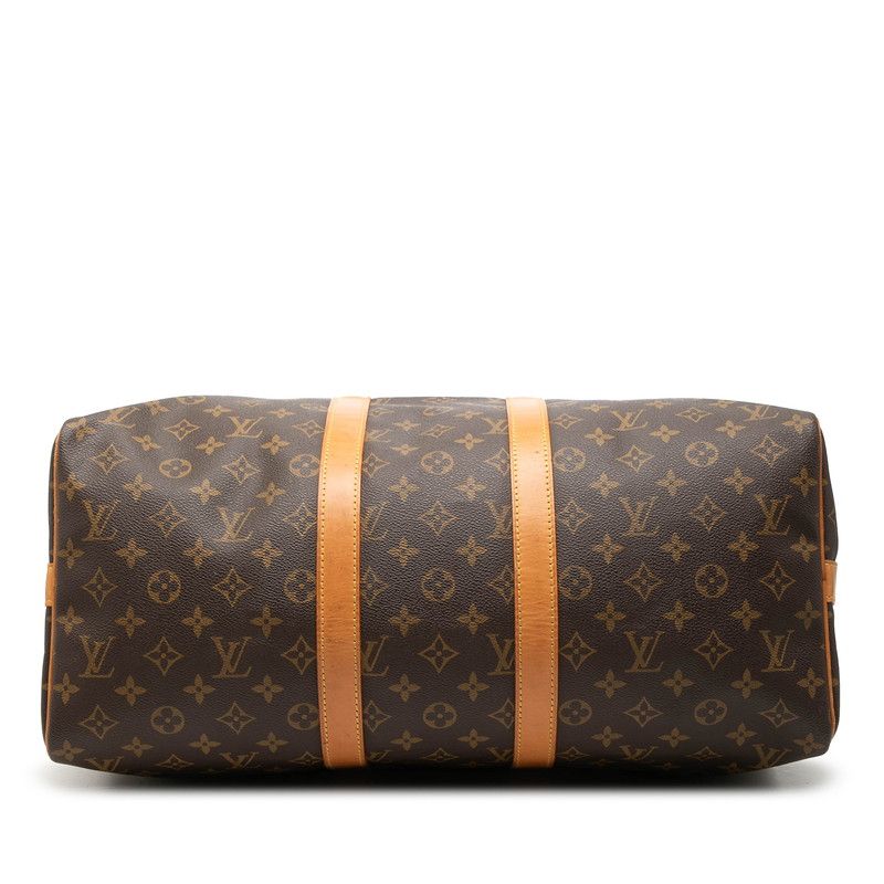 Louis Vuitton Monogram Keepall Bandouliere 45 Boston Bag 2-Way Brown Leather — view 3