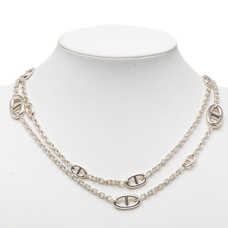 Hermes Chaine D'ancre Farandole 120 Long Necklace Silver