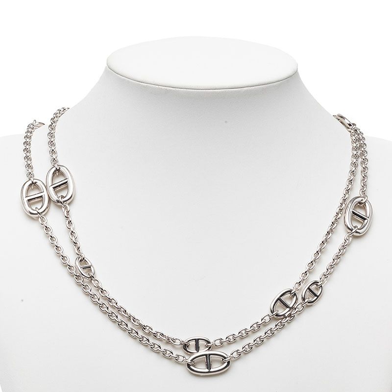 Hermes Chaine D'ancre Farandole 120 Long Necklace Silver