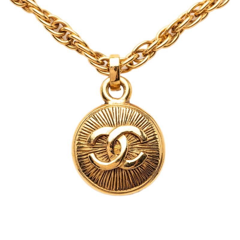 Chanel Vintage CC Logo Chain Necklace Gold Plated