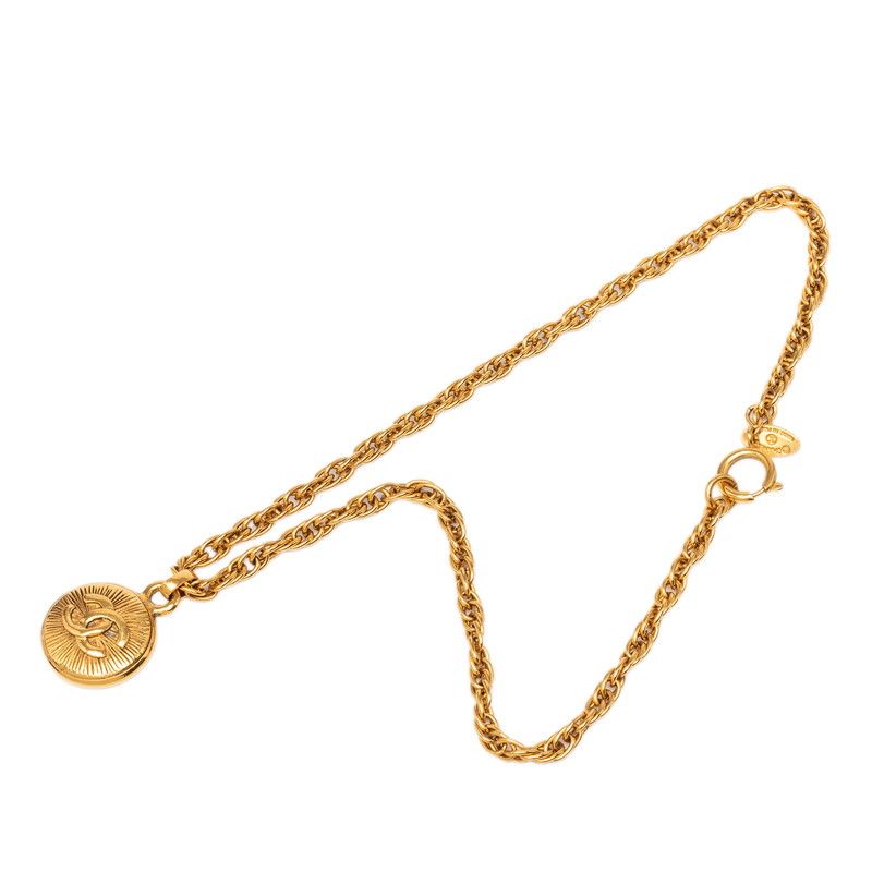 Chanel Vintage CC Logo Chain Necklace Gold Plated — view 3
