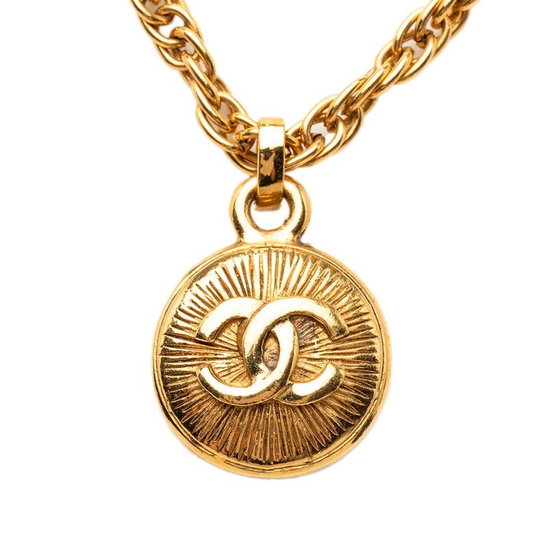 Chanel Vintage CC Logo Chain Necklace Gold Plated — view 2