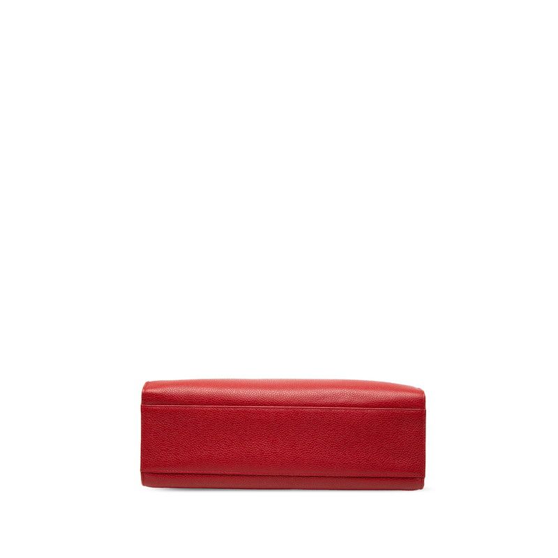 Chanel CC Logo Chain Shoulder Bag Tote Red Caviar Leather — view 3