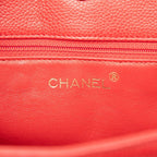 Chanel CC Logo Chain Shoulder Bag Tote Red Caviar Leather — view 5