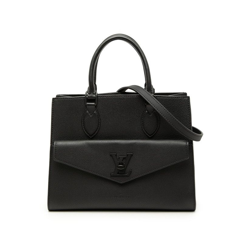Louis Vuitton Lockme Tote PM Handbag Shoulder 2-Way Noir Black Gray Nappa