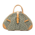 Dior Trotter Double Saddle Bag Jacquard Green Beige Canvas Leather