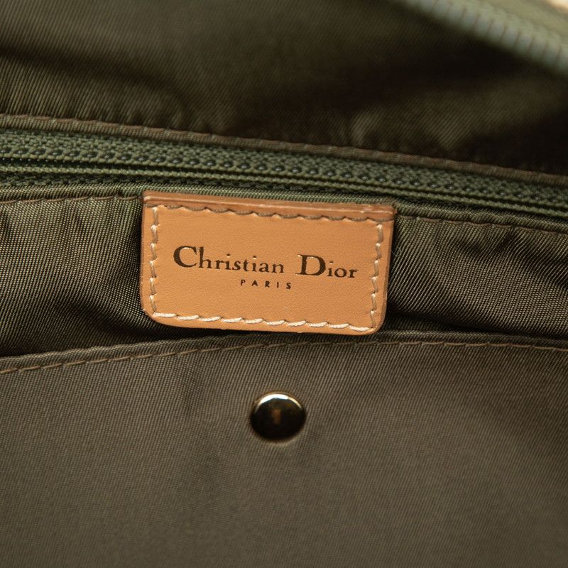 Dior Trotter Double Saddle Bag Jacquard Green Beige Canvas Leather — view 7