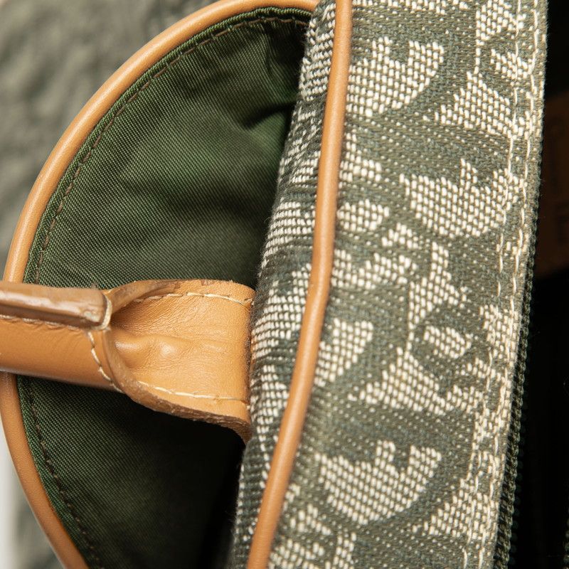 Dior Trotter Double Saddle Bag Jacquard Green Beige Canvas Leather — view 4