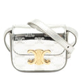 Celine Triomphe Mini Clutch Crossbody Shoulder Bag Pochette Silver Patent