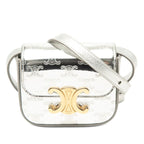 Celine Triomphe Mini Clutch Crossbody Shoulder Bag Pochette Silver Patent