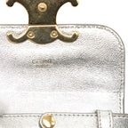 Celine Triomphe Mini Clutch Crossbody Shoulder Bag Pochette Silver Patent — view 5
