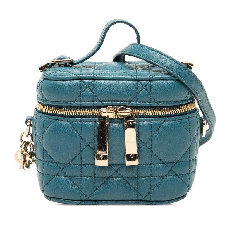 Dior Micro Cannage Vanity Bag Shoulder Blue Lambskin