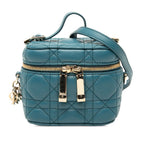 Dior Micro Cannage Vanity Bag Shoulder Blue Lambskin