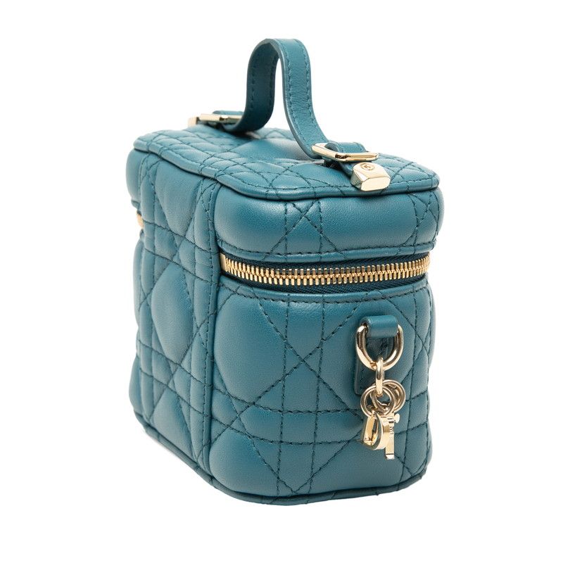 Dior Micro Cannage Vanity Bag Shoulder Blue Lambskin — view 2