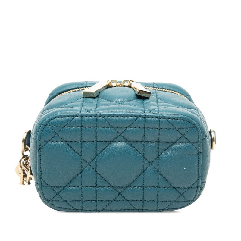 Dior Micro Cannage Vanity Bag Shoulder Blue Lambskin — view 3