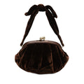 Chanel CC Logo Kiss Lock Handbag Mini Brown Velvet