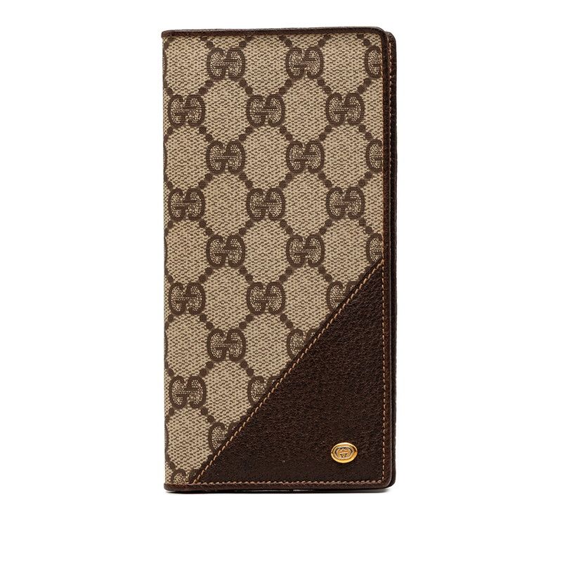Gucci GG Supreme Wallet Billfold Beige Brown Leather