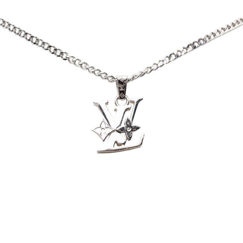 Louis Vuitton Monogram Pendant with Waxed Chain Silver Metal