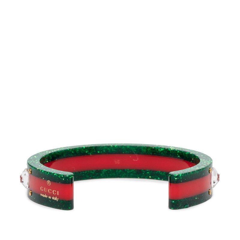 Gucci Sherry Line Bee Bangle Red Green Plastic Crystal Bracelet — view 3