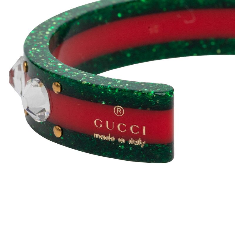 Gucci Sherry Line Bee Bangle Red Green Plastic Crystal Bracelet — view 4