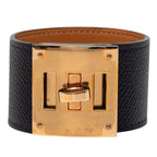 Hermes K-tall Bracelet Black Veau Epsom Plated