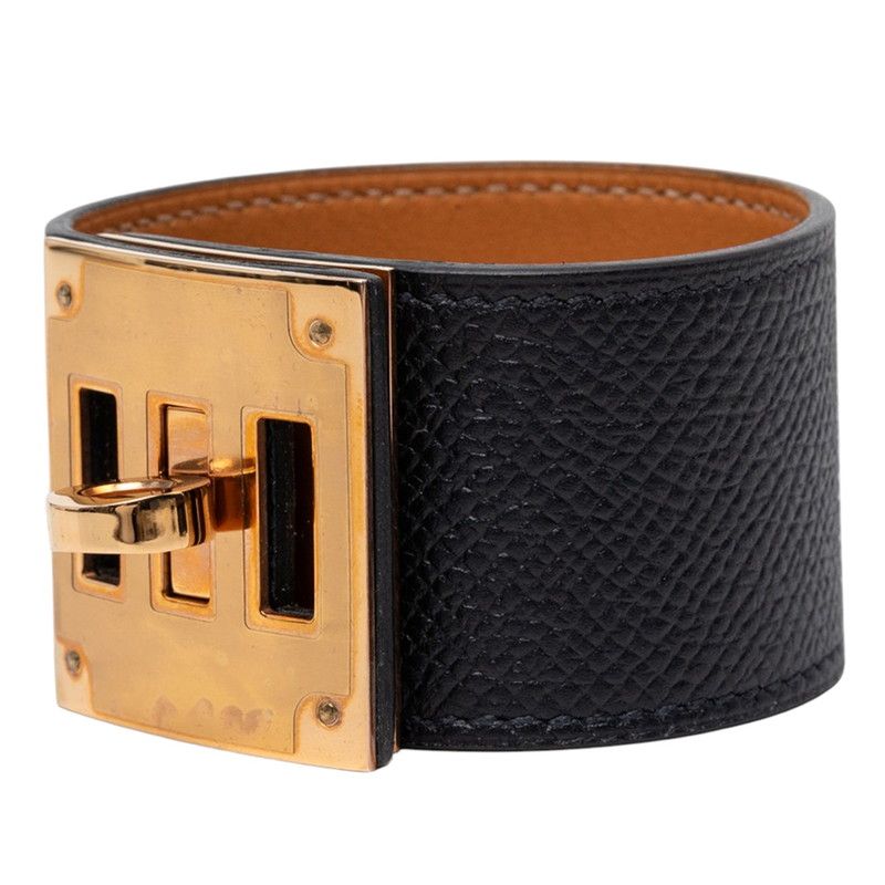 Hermes K-tall Bracelet Black Veau Epsom Plated — view 2