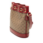 Gucci Doraemon Mini GG Supreme Mini Bucket Bag Brown Red Leather — view 2