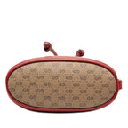 Gucci Doraemon Mini GG Supreme Mini Bucket Bag Brown Red Leather — view 3