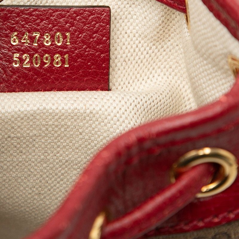 Gucci Doraemon Mini GG Supreme Mini Bucket Bag Brown Red Leather — view 6