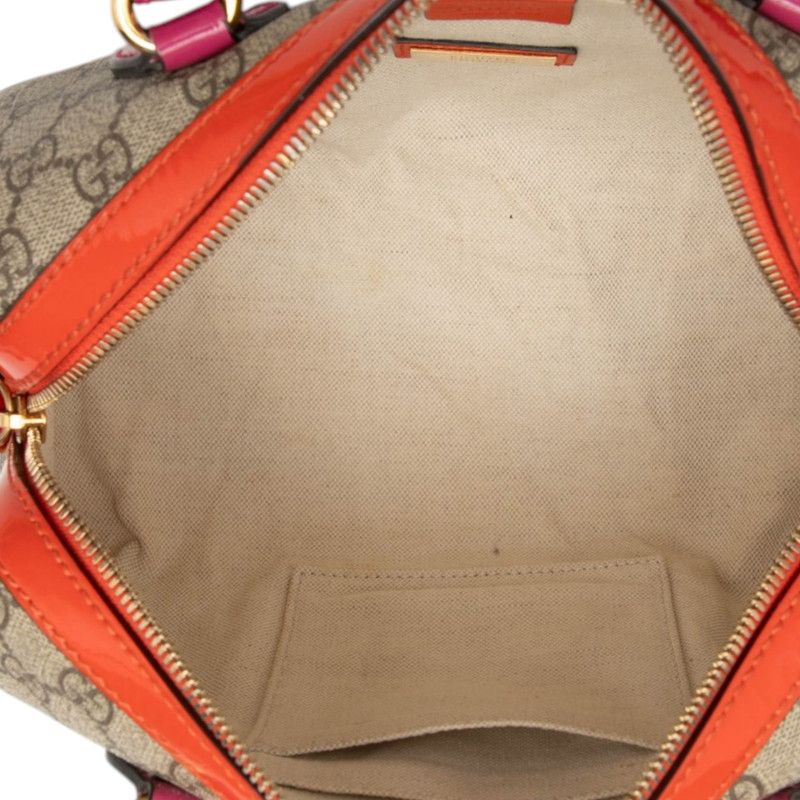 Gucci GG Supreme 2-Way Shoulder Bag Brown Pink Red Patent Leather — view 4