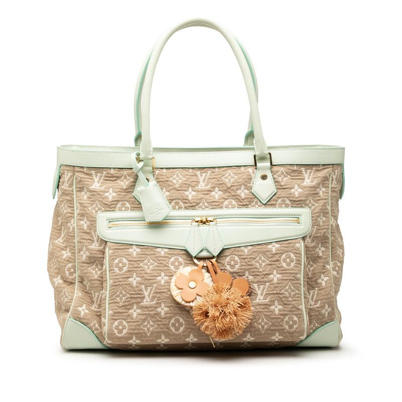 Louis Vuitton Monogram Savia Cabas GM Tote Shoulder Beige Green Canvas Leather