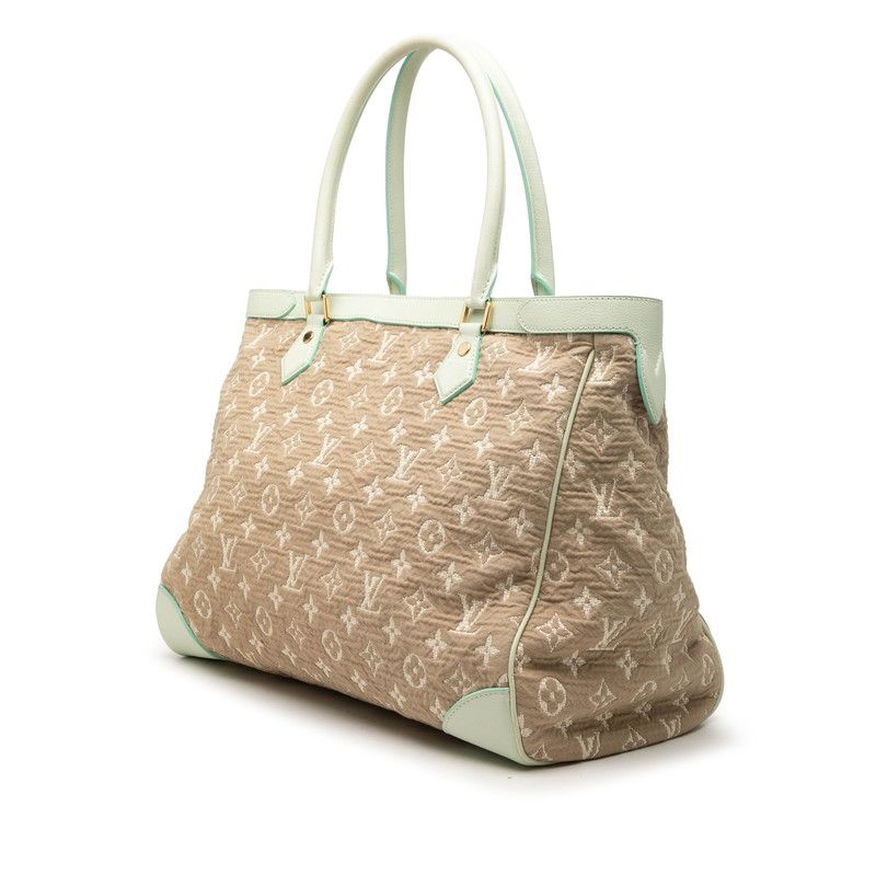 Louis Vuitton Monogram Savia Cabas GM Tote Shoulder Beige Green Canvas Leather — view 2