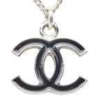 Chanel CC Logo Necklace Silver and Black Metal — view 3