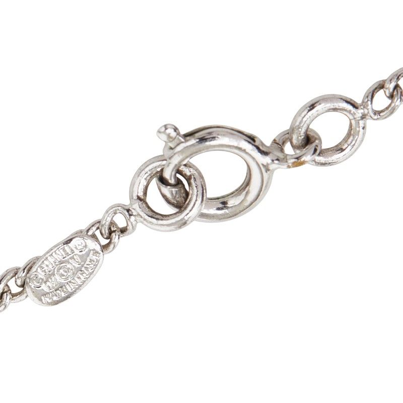 Chanel CC Logo Necklace Silver and Black Metal — view 5