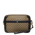 Gucci Diamante Clutch Beige Black Leather