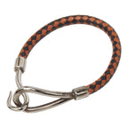 Hermes Jumbo Bracelet Silver Brown Metal Leather
