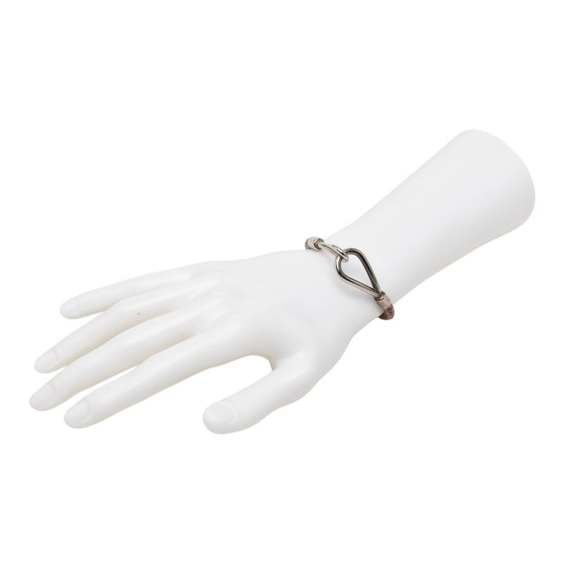 Hermes Jumbo Bracelet Silver Brown Metal Leather — view 6