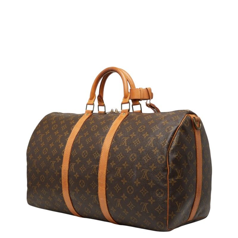 Louis Vuitton Monogram Keepall Bandouliere 50 Boston Bag 2-Way Brown Leather — view 2