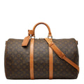Louis Vuitton Monogram Keepall Bandouliere 50 Boston Bag 2-Way Brown Leather
