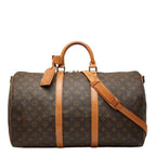 Louis Vuitton Monogram Keepall Bandouliere 50 Boston Bag 2-Way Brown Leather
